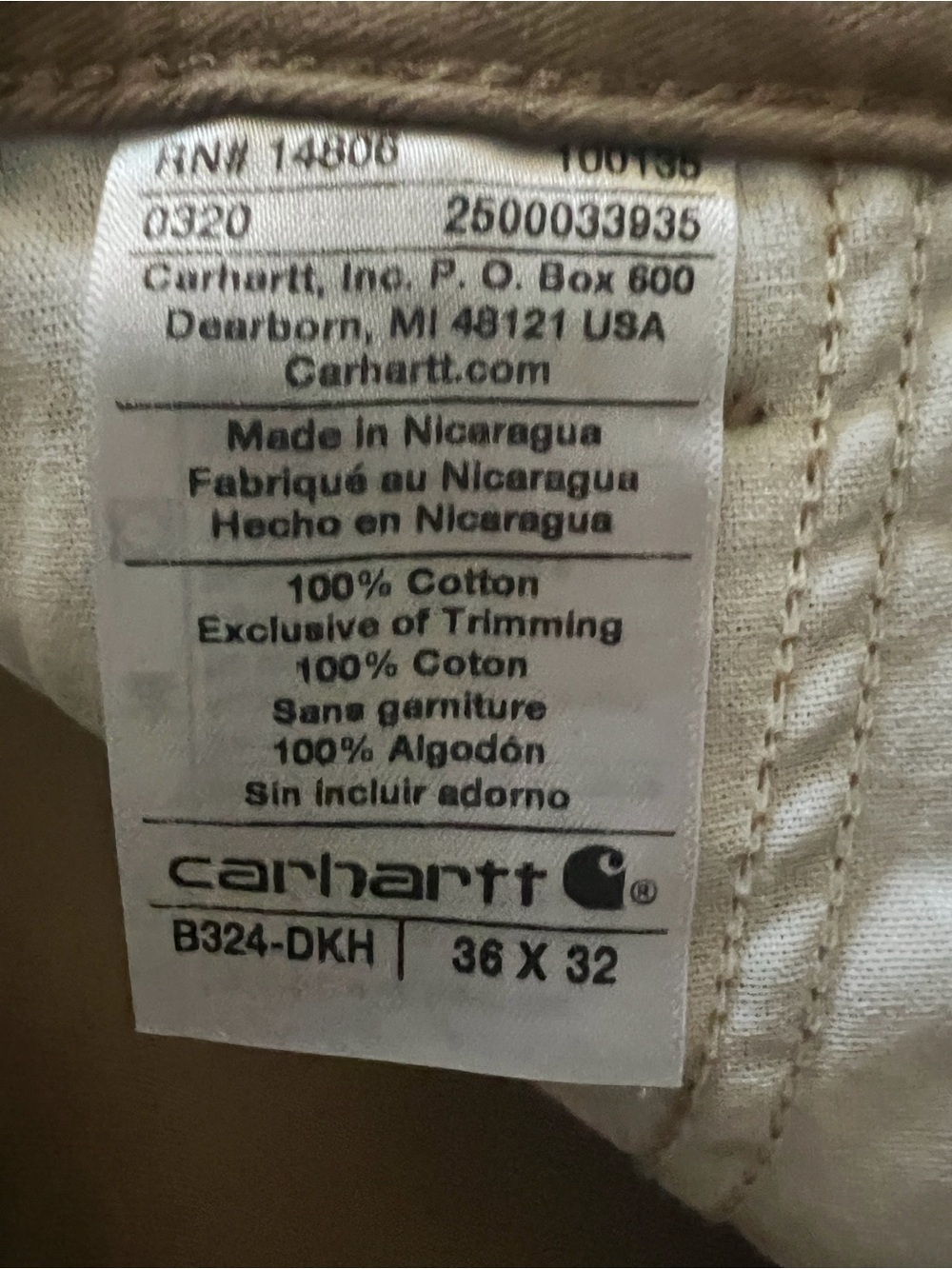 Carhartt Tan Work Pants with Utility Pocket - Picture 3 of 6